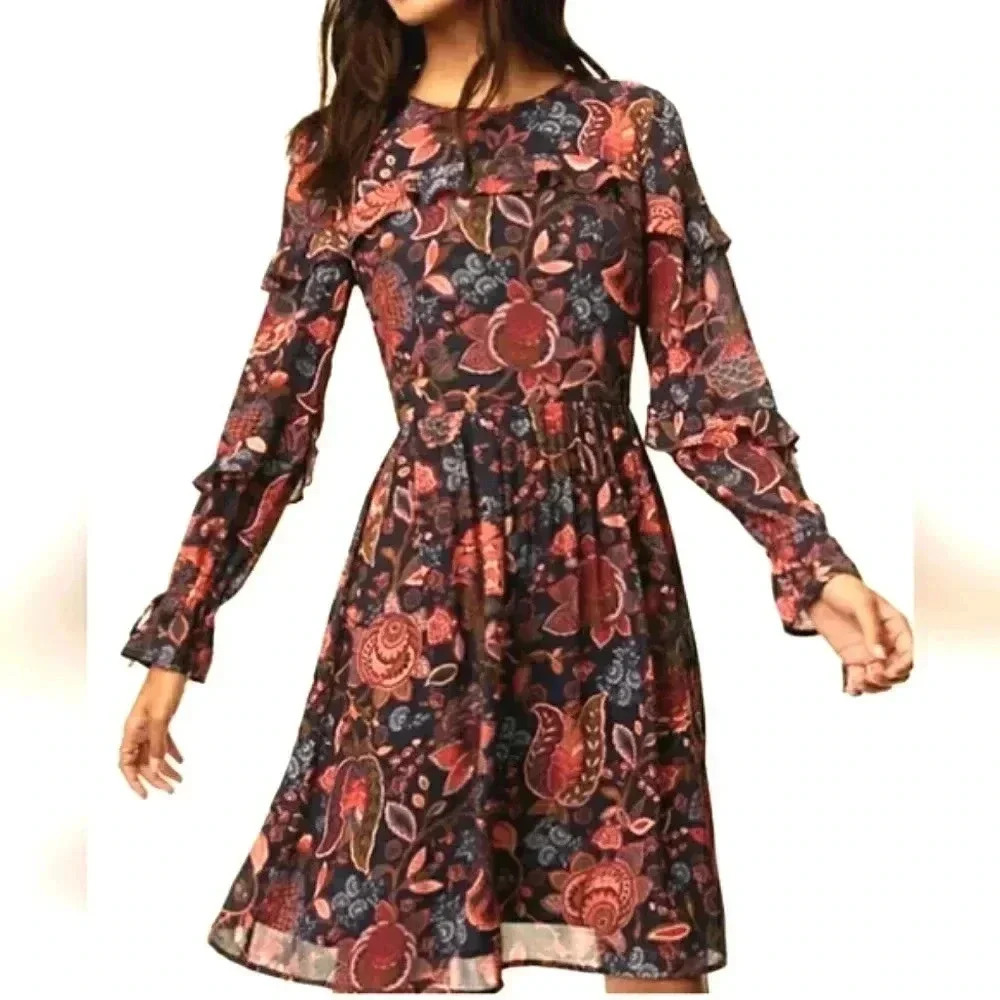 Loft Hydrangea Bouquet Fall Floral dress Womens size 8